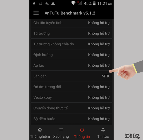 Thông tin các cảm biến